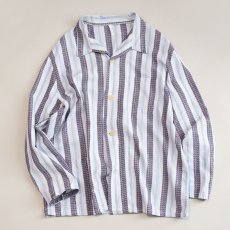 画像6: OLD UNKNOWN BRAND COTTON STRIPE EURO PAJAMA SHIRT (6)