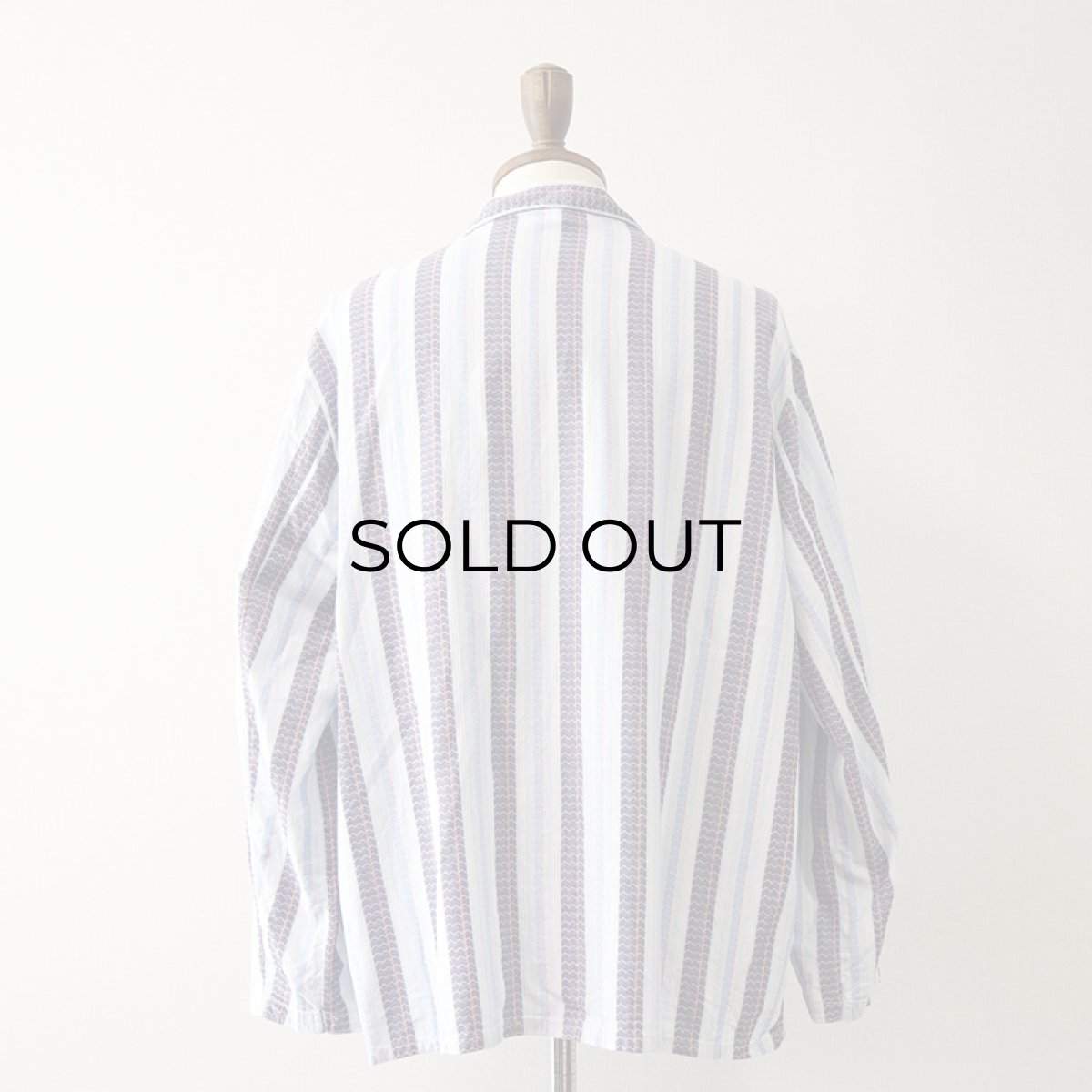 画像3: OLD UNKNOWN BRAND COTTON STRIPE EURO PAJAMA SHIRT (3)