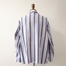 画像3: OLD UNKNOWN BRAND COTTON STRIPE EURO PAJAMA SHIRT (3)