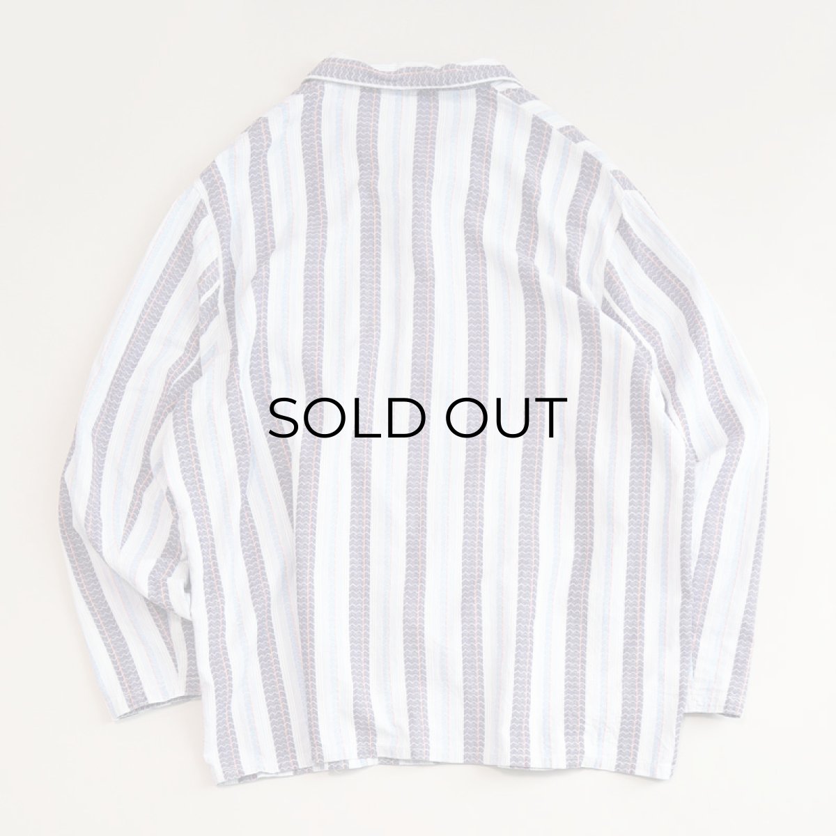画像7: OLD UNKNOWN BRAND COTTON STRIPE EURO PAJAMA SHIRT (7)