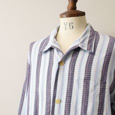 画像5: OLD UNKNOWN BRAND COTTON STRIPE EURO PAJAMA SHIRT (5)