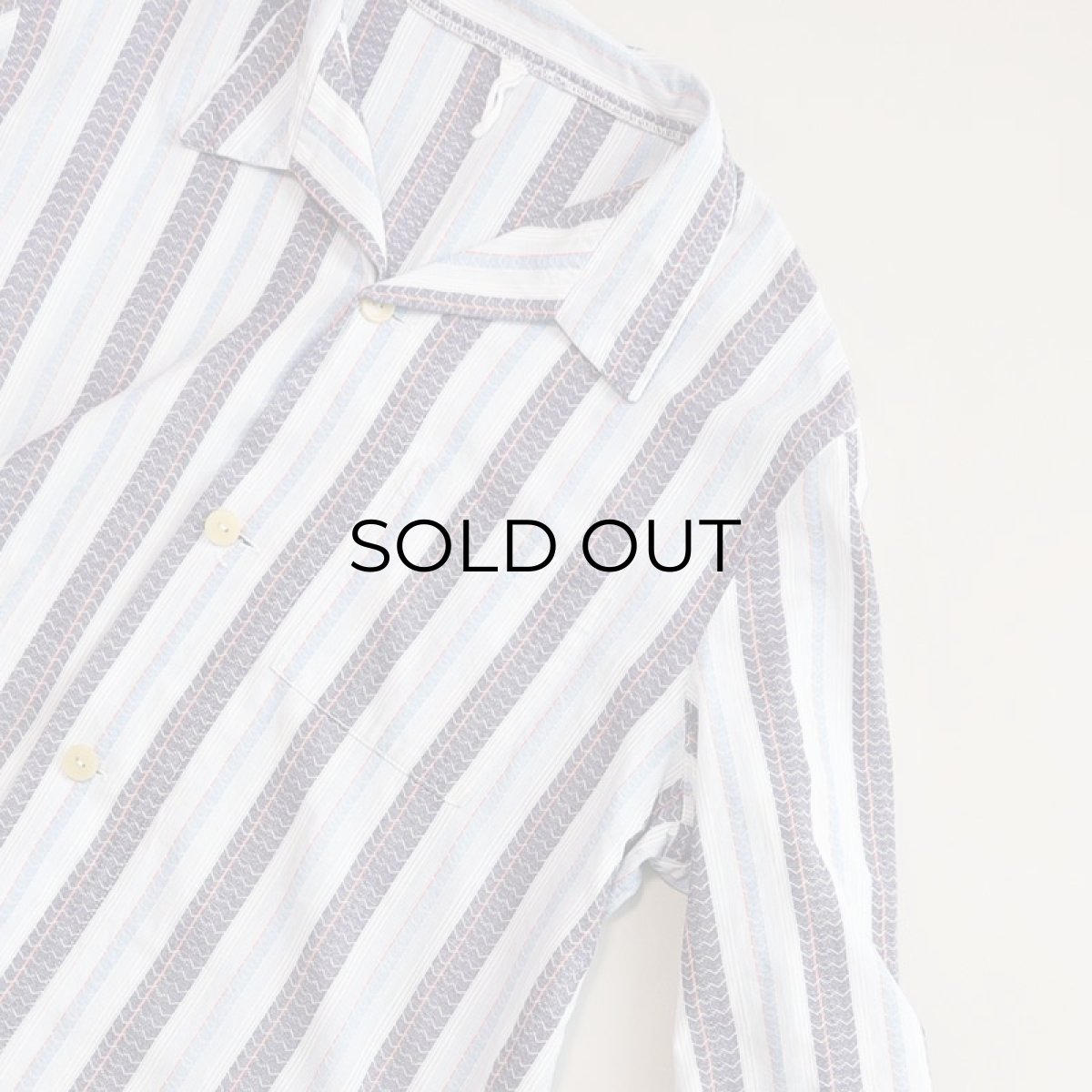 画像8: OLD UNKNOWN BRAND COTTON STRIPE EURO PAJAMA SHIRT (8)