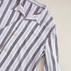 画像8: OLD UNKNOWN BRAND COTTON STRIPE EURO PAJAMA SHIRT (8)