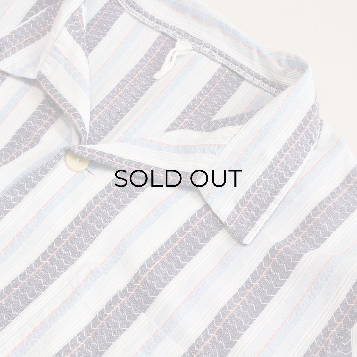 画像9: OLD UNKNOWN BRAND COTTON STRIPE EURO PAJAMA SHIRT (9)