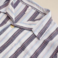 画像9: OLD UNKNOWN BRAND COTTON STRIPE EURO PAJAMA SHIRT (9)