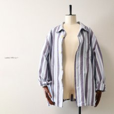 画像4: OLD UNKNOWN BRAND COTTON STRIPE EURO PAJAMA SHIRT (4)