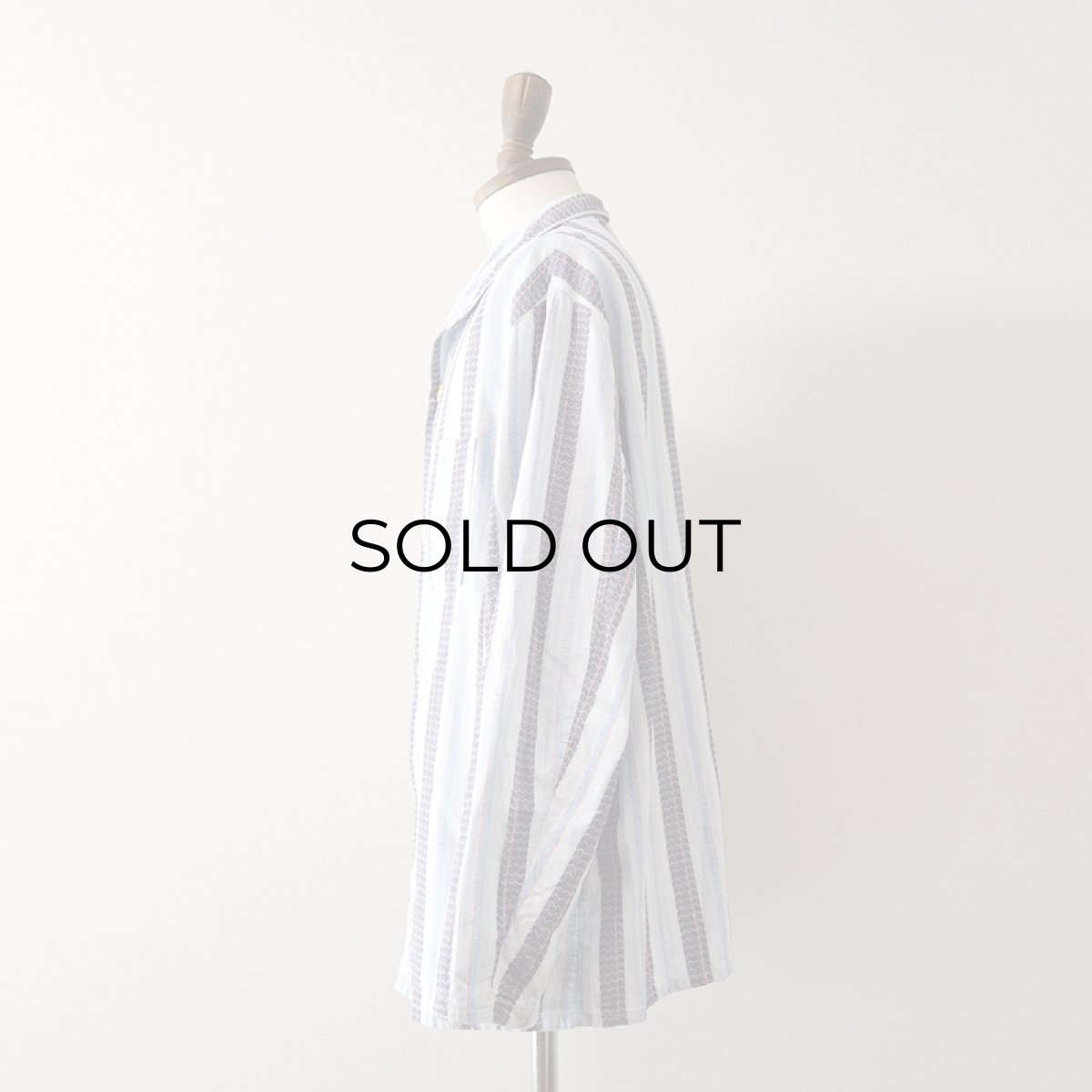 画像2: OLD UNKNOWN BRAND COTTON STRIPE EURO PAJAMA SHIRT (2)