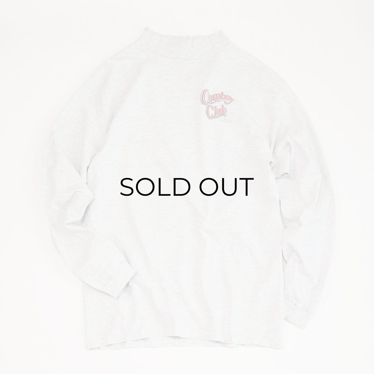 画像4: 90's H.L.MILLER COTTON W-PRINT MOCK NECK L/S TEE "Cowboy Club" (4)