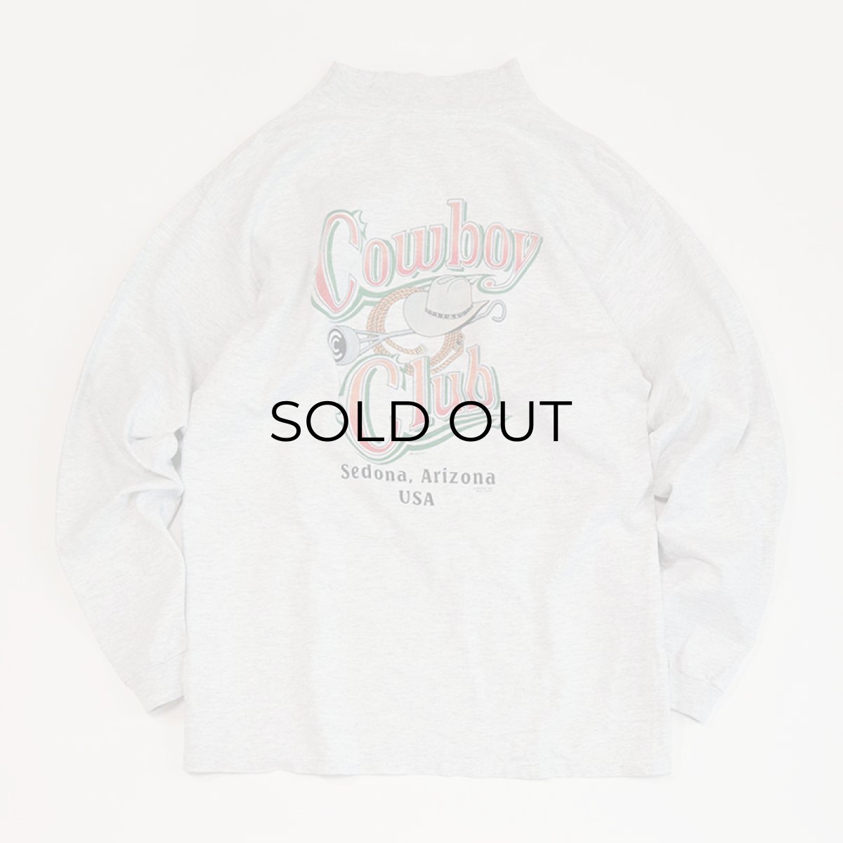 画像5: 90's H.L.MILLER COTTON W-PRINT MOCK NECK L/S TEE "Cowboy Club" (5)