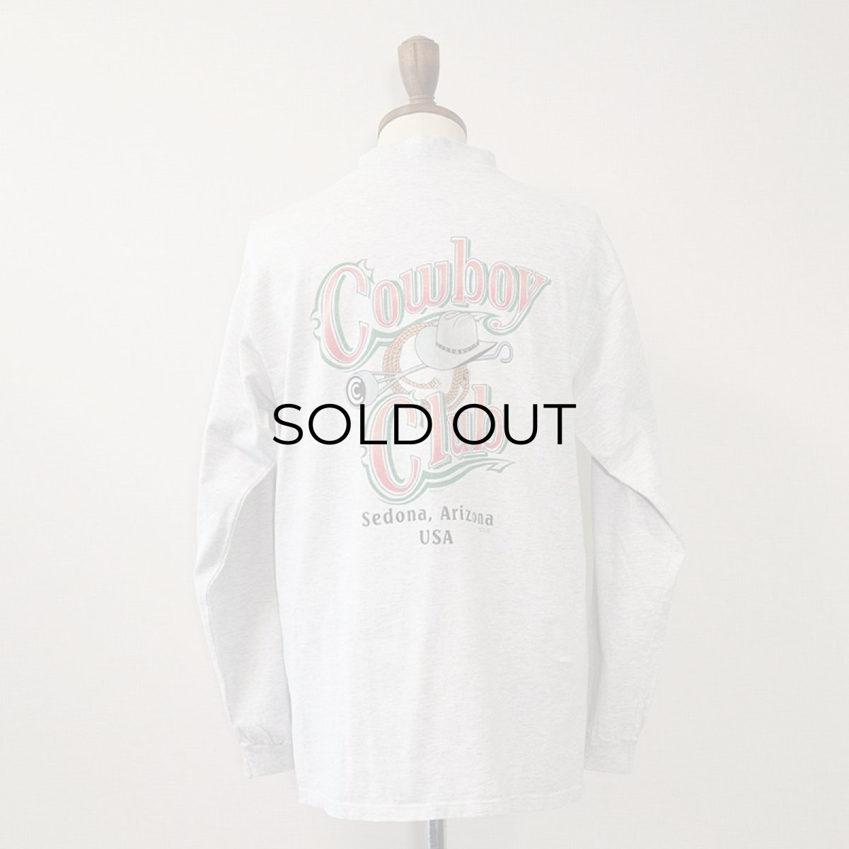 画像3: 90's H.L.MILLER COTTON W-PRINT MOCK NECK L/S TEE "Cowboy Club" (3)