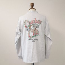 画像3: 90's H.L.MILLER COTTON W-PRINT MOCK NECK L/S TEE "Cowboy Club" (3)