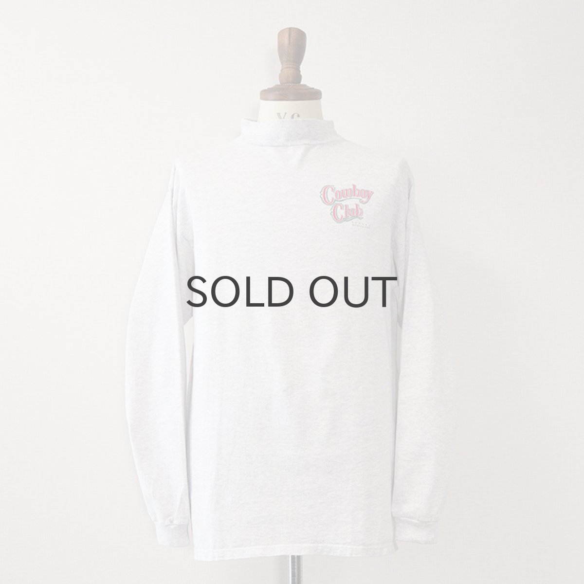 画像1: 90's H.L.MILLER COTTON W-PRINT MOCK NECK L/S TEE "Cowboy Club" (1)
