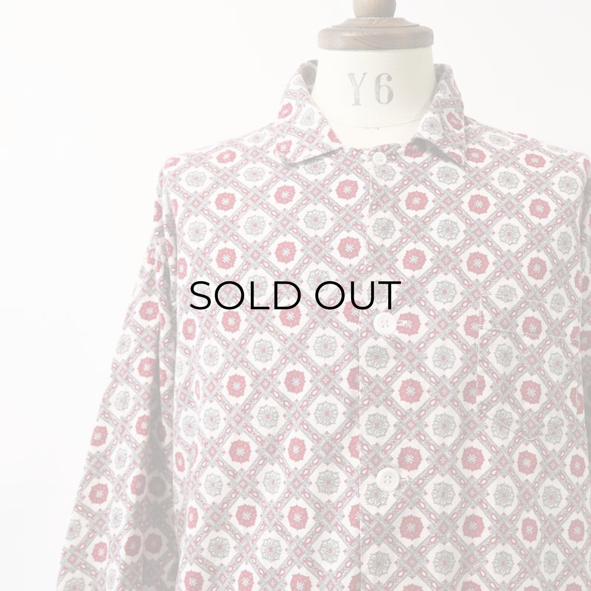 画像13: 60's Custom Tailored COTTON ALL OVER PATTERN PAJAMA SHIRT (13)