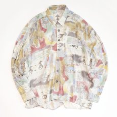 画像1: 80's UNKNOWN BRAND RAYON ALL OVER PATTERN BOX SHIRT (1)