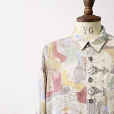 画像8: 80's UNKNOWN BRAND RAYON ALL OVER PATTERN BOX SHIRT (8)