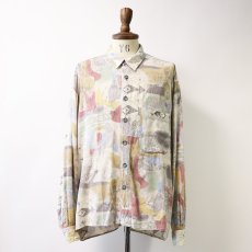 画像9: 80's UNKNOWN BRAND RAYON ALL OVER PATTERN BOX SHIRT (9)