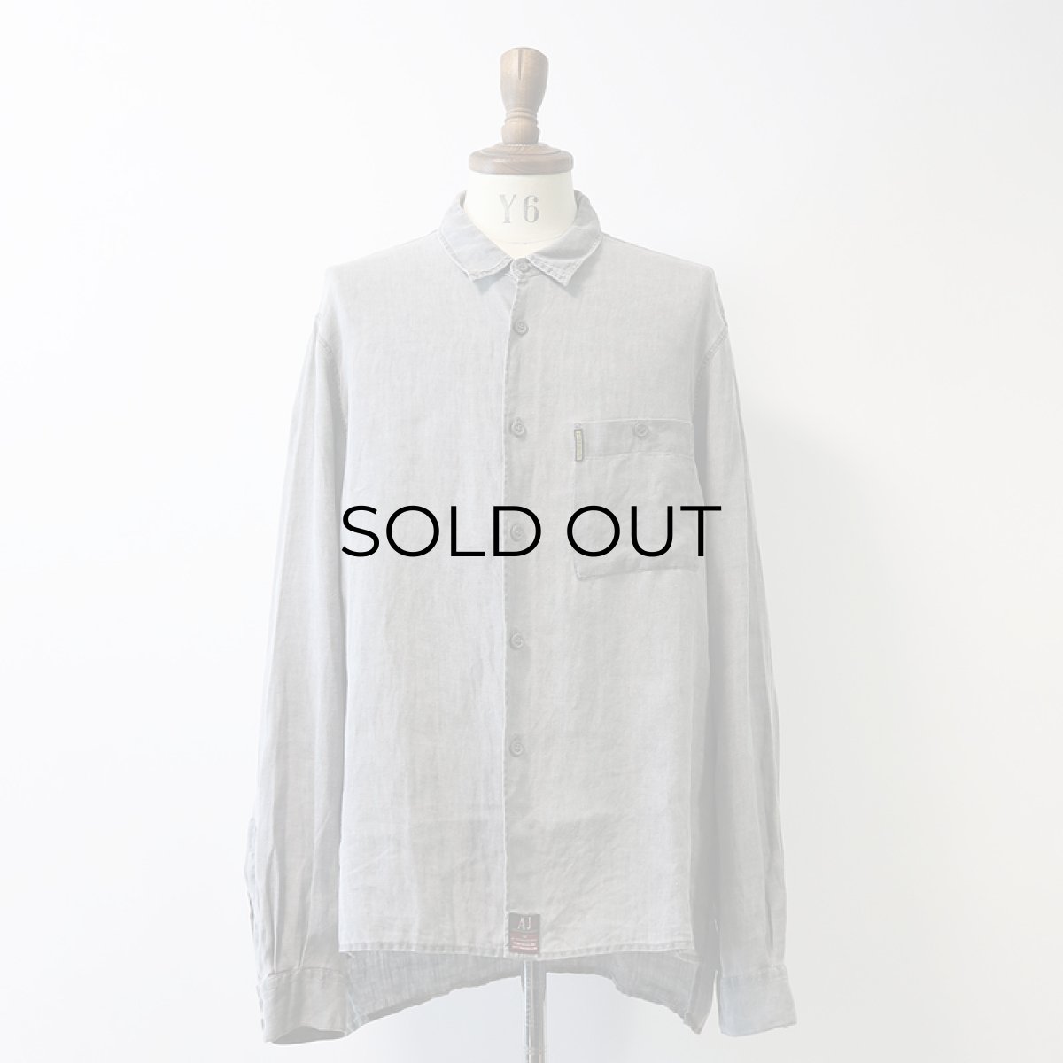 画像13: 〜90's ARMANI JEANS LINEN LONG TAIL SHIRT "MADE IN ITALY" (13)
