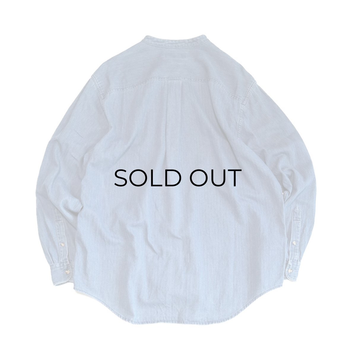 画像6: 90's Hunt Club INDIGO COTTON HERRINGBONE TWILL BAND COLLAR SHIRT (6)