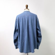 画像3: 90's Hunt Club INDIGO COTTON HERRINGBONE TWILL BAND COLLAR SHIRT (3)