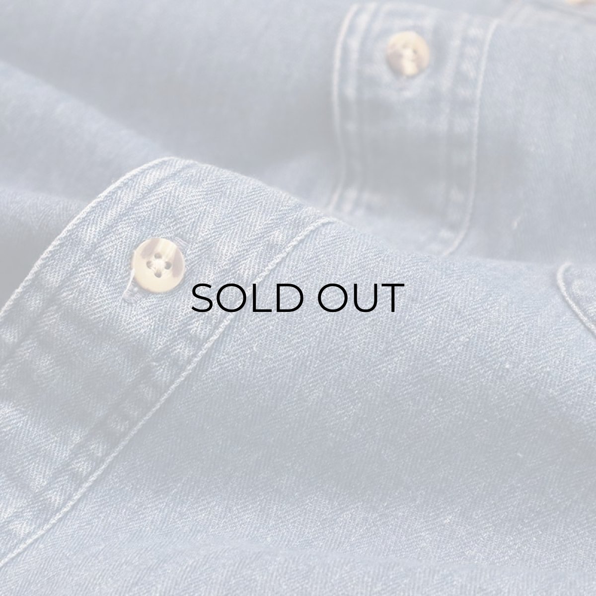 画像12: 90's Hunt Club INDIGO COTTON HERRINGBONE TWILL BAND COLLAR SHIRT (12)