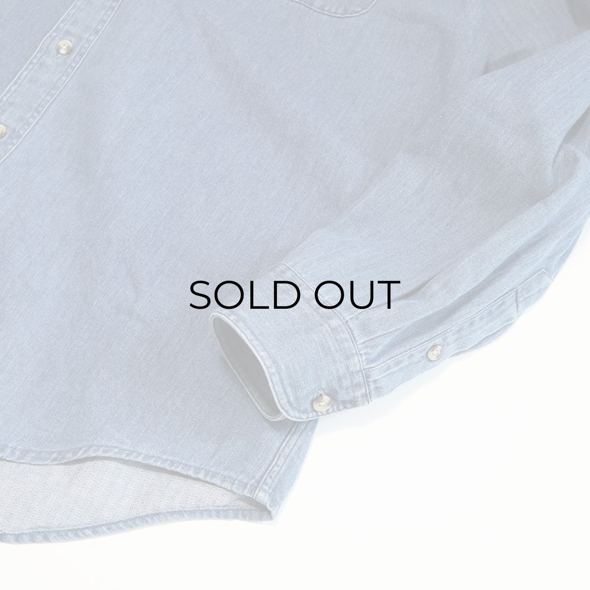 画像9: 90's Hunt Club INDIGO COTTON HERRINGBONE TWILL BAND COLLAR SHIRT (9)