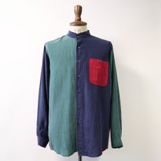 画像1: 〜90's ROBERT STOCK SILK CRAZY PATTERN BAND COLLAR SHIRT (1)