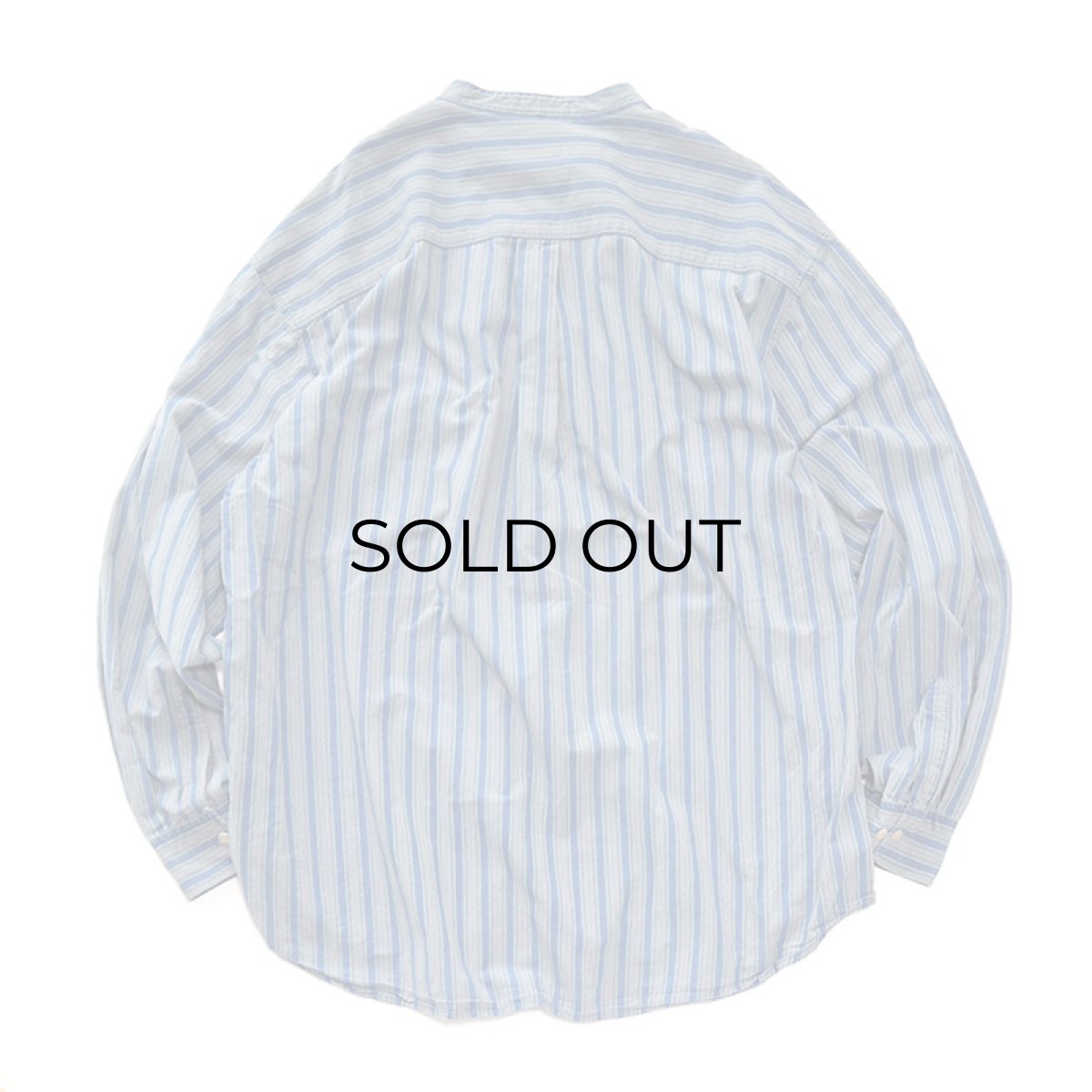 画像2: 90's DOCKERS INDIGO COTTON STRIPE BAND COLLAR SHIRT (2)