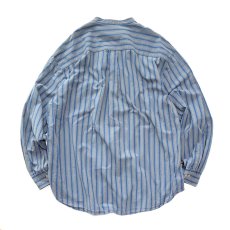 画像2: 90's DOCKERS INDIGO COTTON STRIPE BAND COLLAR SHIRT (2)