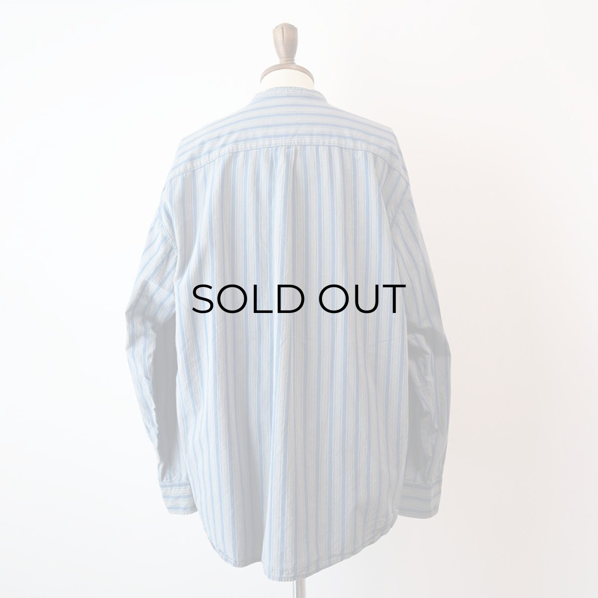 画像12: 90's DOCKERS INDIGO COTTON STRIPE BAND COLLAR SHIRT (12)