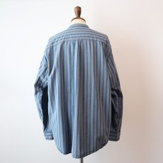 画像12: 90's DOCKERS INDIGO COTTON STRIPE BAND COLLAR SHIRT (12)