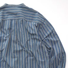 画像6: 90's DOCKERS INDIGO COTTON STRIPE BAND COLLAR SHIRT (6)