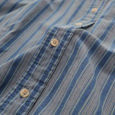 画像8: 90's DOCKERS INDIGO COTTON STRIPE BAND COLLAR SHIRT (8)