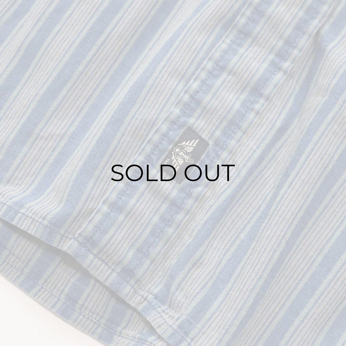 画像7: 90's DOCKERS INDIGO COTTON STRIPE BAND COLLAR SHIRT (7)
