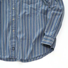 画像4: 90's DOCKERS INDIGO COTTON STRIPE BAND COLLAR SHIRT (4)