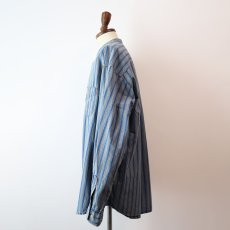 画像11: 90's DOCKERS INDIGO COTTON STRIPE BAND COLLAR SHIRT (11)