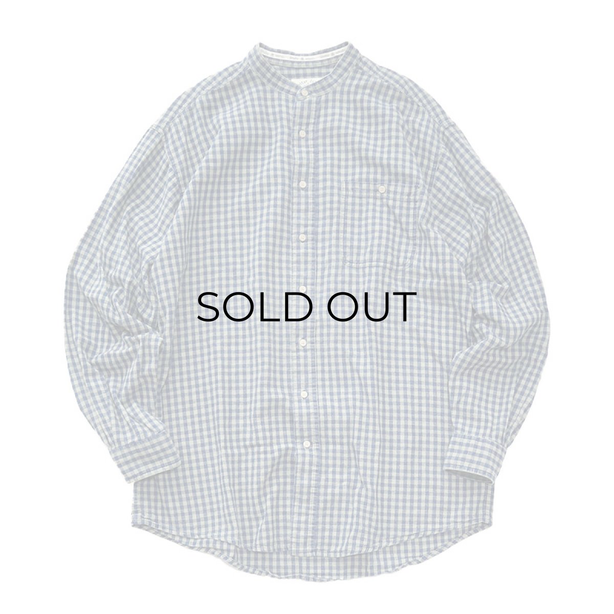画像1: 90's Shelter Island COTTON BLOCK CHECK BAND COLLAR SHIRT (1)
