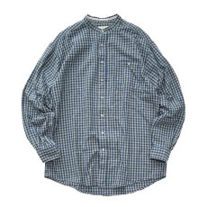 画像1: 90's Shelter Island COTTON BLOCK CHECK BAND COLLAR SHIRT (1)