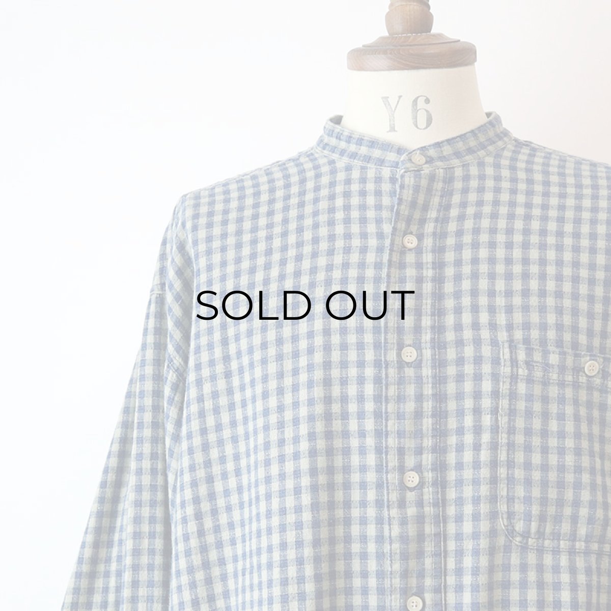 画像8: 90's Shelter Island COTTON BLOCK CHECK BAND COLLAR SHIRT (8)