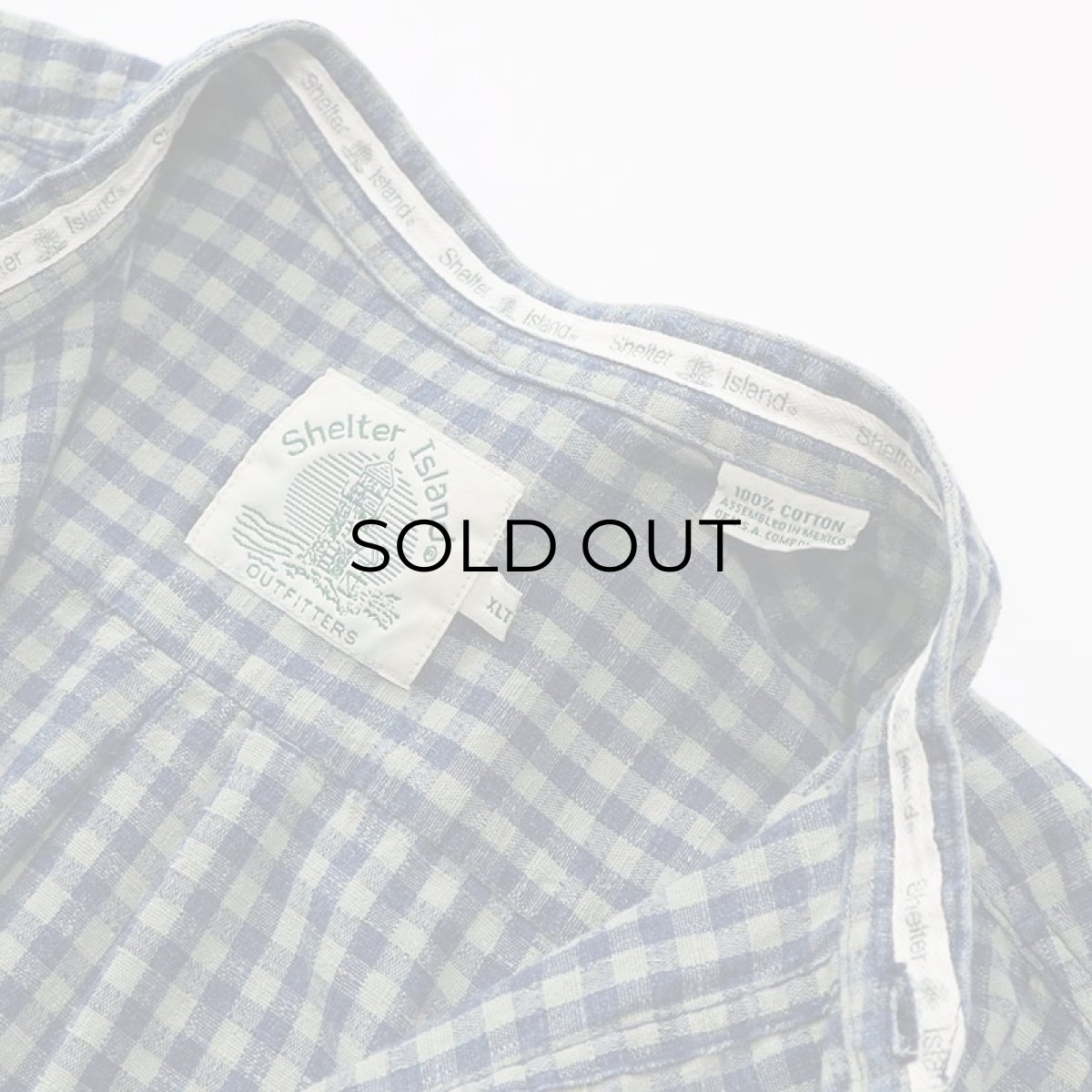 画像6: 90's Shelter Island COTTON BLOCK CHECK BAND COLLAR SHIRT (6)