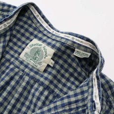 画像6: 90's Shelter Island COTTON BLOCK CHECK BAND COLLAR SHIRT (6)