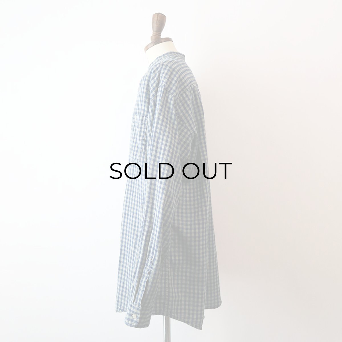 画像10: 90's Shelter Island COTTON BLOCK CHECK BAND COLLAR SHIRT (10)