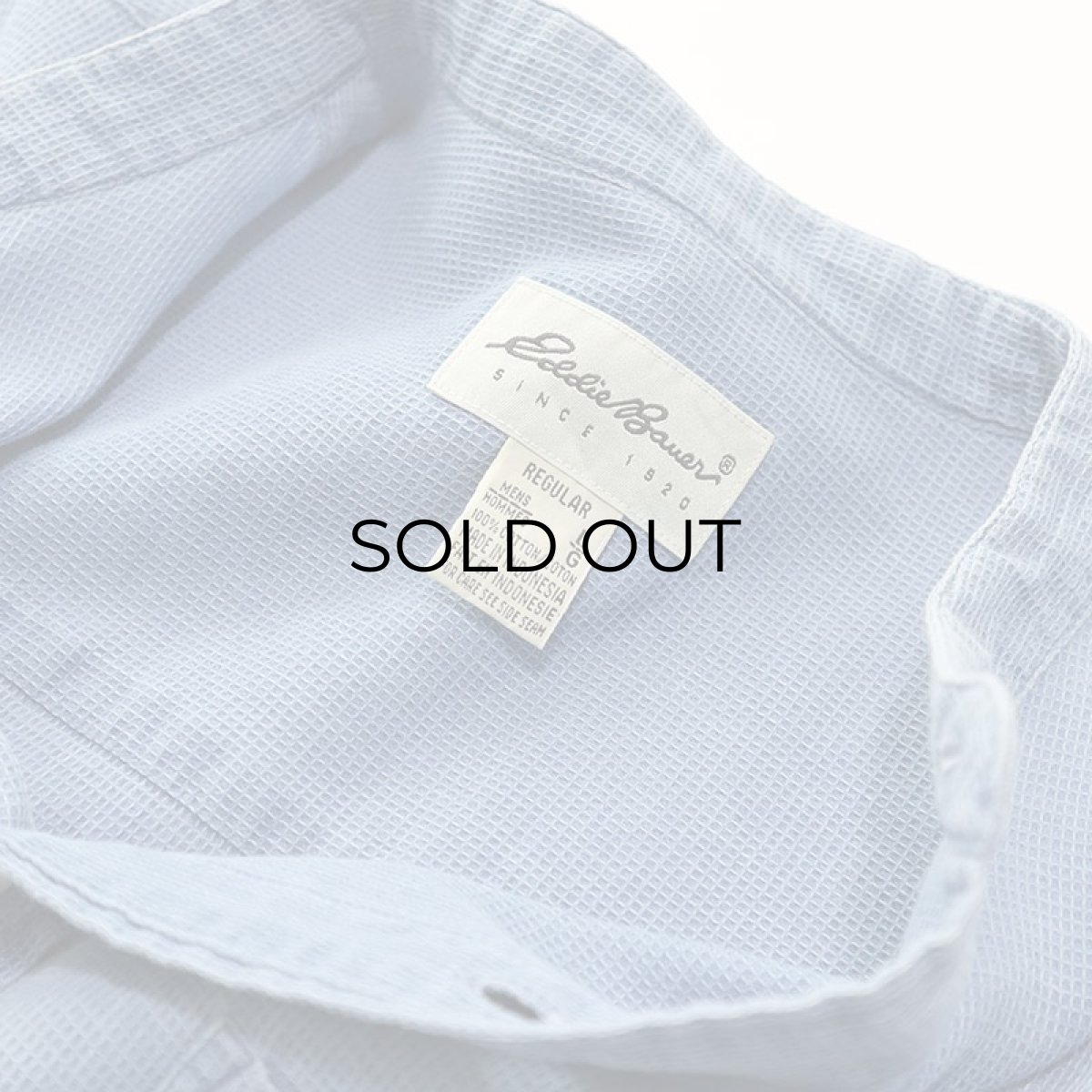 画像6: 90's Eddie Bauer COTTON WOVEN PIN CHECK BAND COLLAR SHIRT (6)