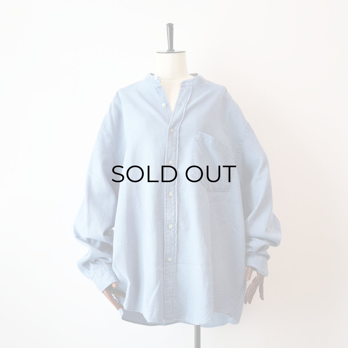 画像13: 90's Eddie Bauer COTTON WOVEN PIN CHECK BAND COLLAR SHIRT (13)