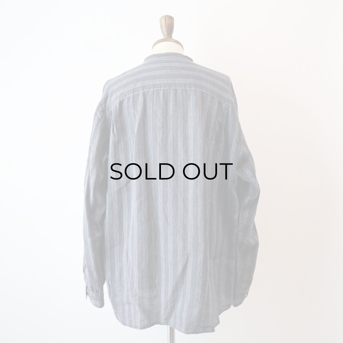 画像11: 90's AKA EDDIE BAUER LINEN STRIPE BAND COLLAR SHIRT (11)