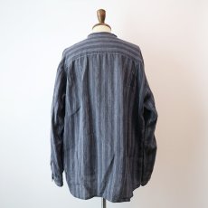 画像11: 90's AKA EDDIE BAUER LINEN STRIPE BAND COLLAR SHIRT (11)