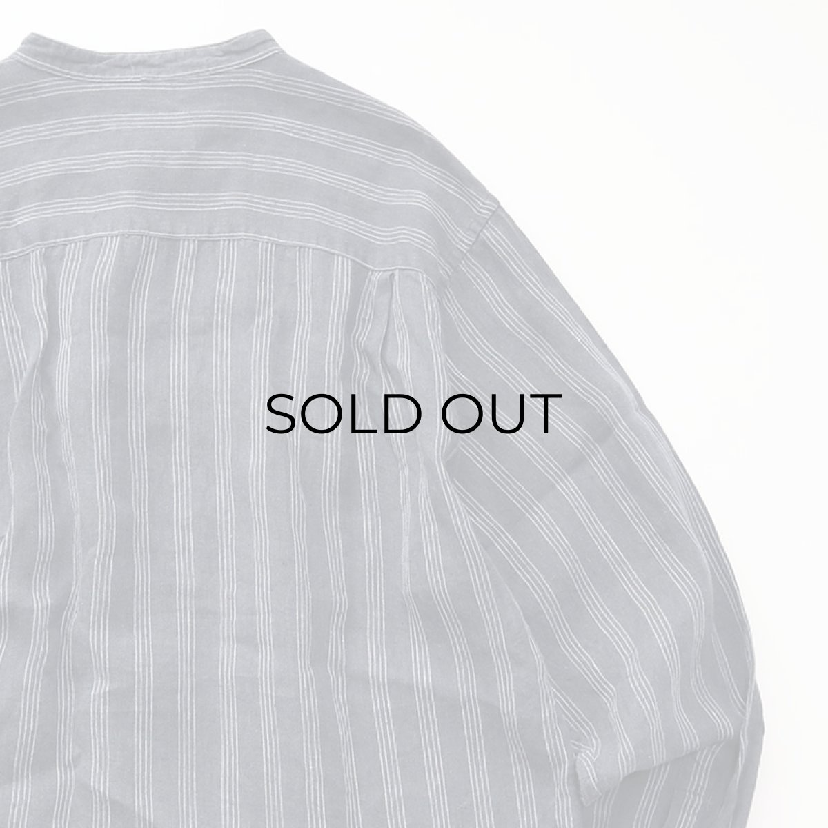 画像7: 90's AKA EDDIE BAUER LINEN STRIPE BAND COLLAR SHIRT (7)