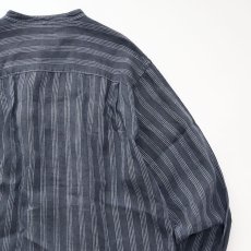 画像7: 90's AKA EDDIE BAUER LINEN STRIPE BAND COLLAR SHIRT (7)