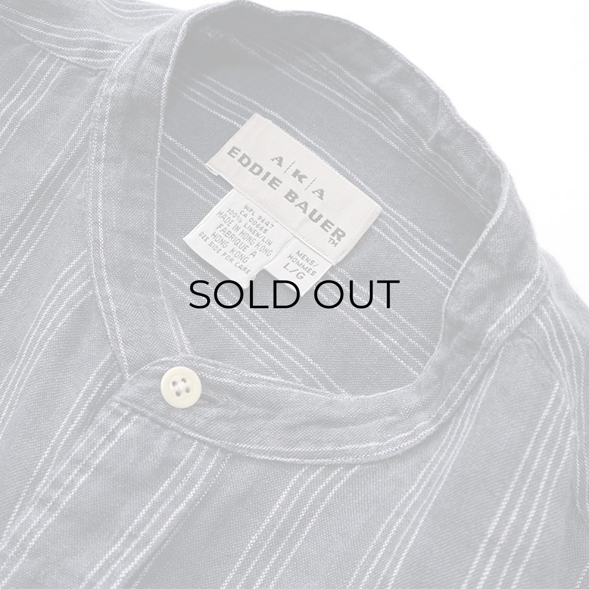 画像5: 90's AKA EDDIE BAUER LINEN STRIPE BAND COLLAR SHIRT (5)