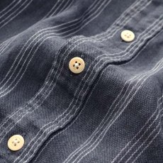 画像6: 90's AKA EDDIE BAUER LINEN STRIPE BAND COLLAR SHIRT (6)