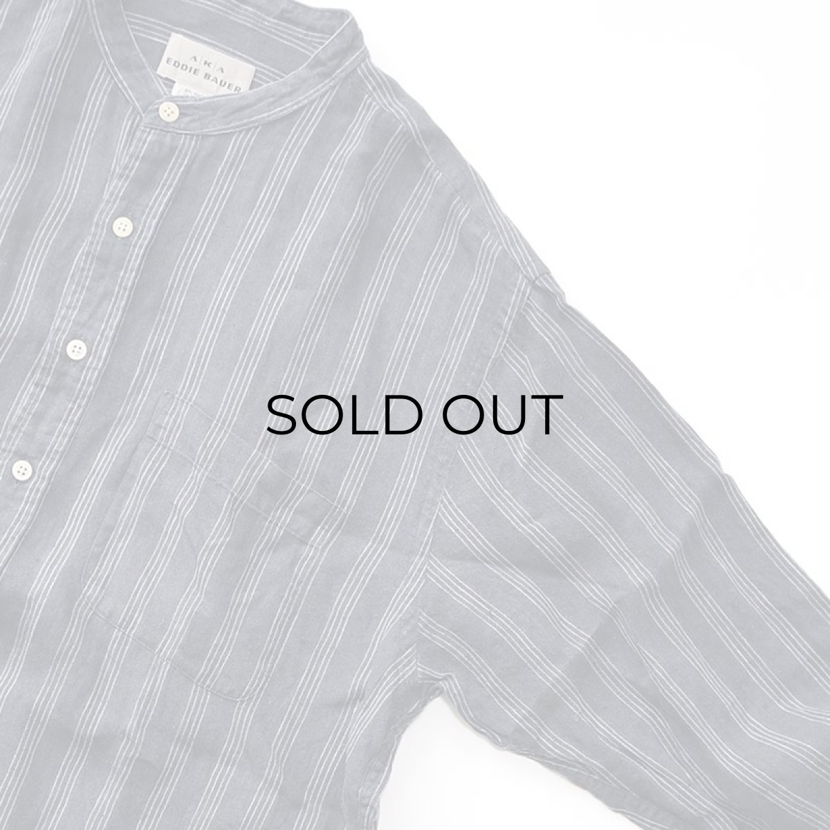 画像3: 90's AKA EDDIE BAUER LINEN STRIPE BAND COLLAR SHIRT (3)